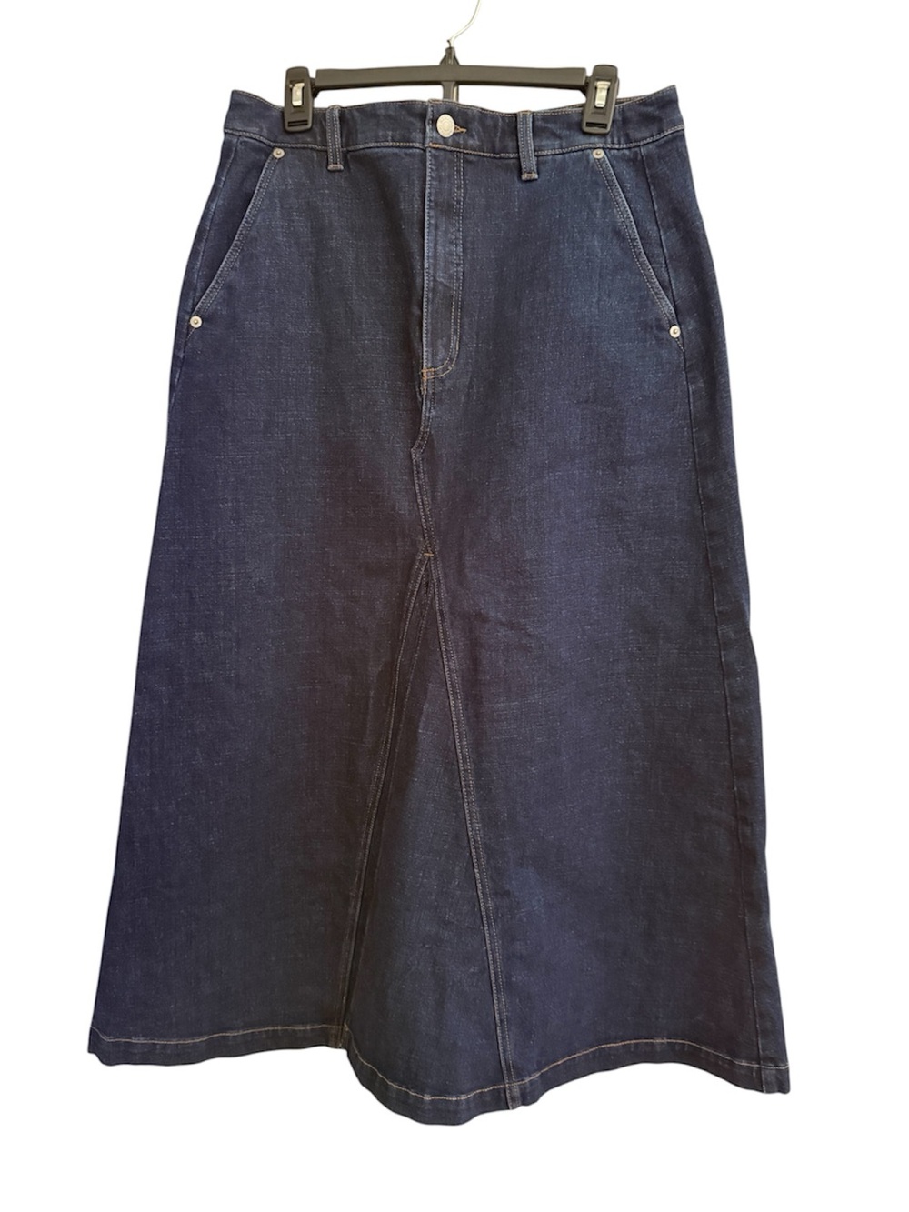 NWT! Banana Republic Maxi Split Skirt (dark wash) Sz 10 w/center front split. - Picture 4 of 12
